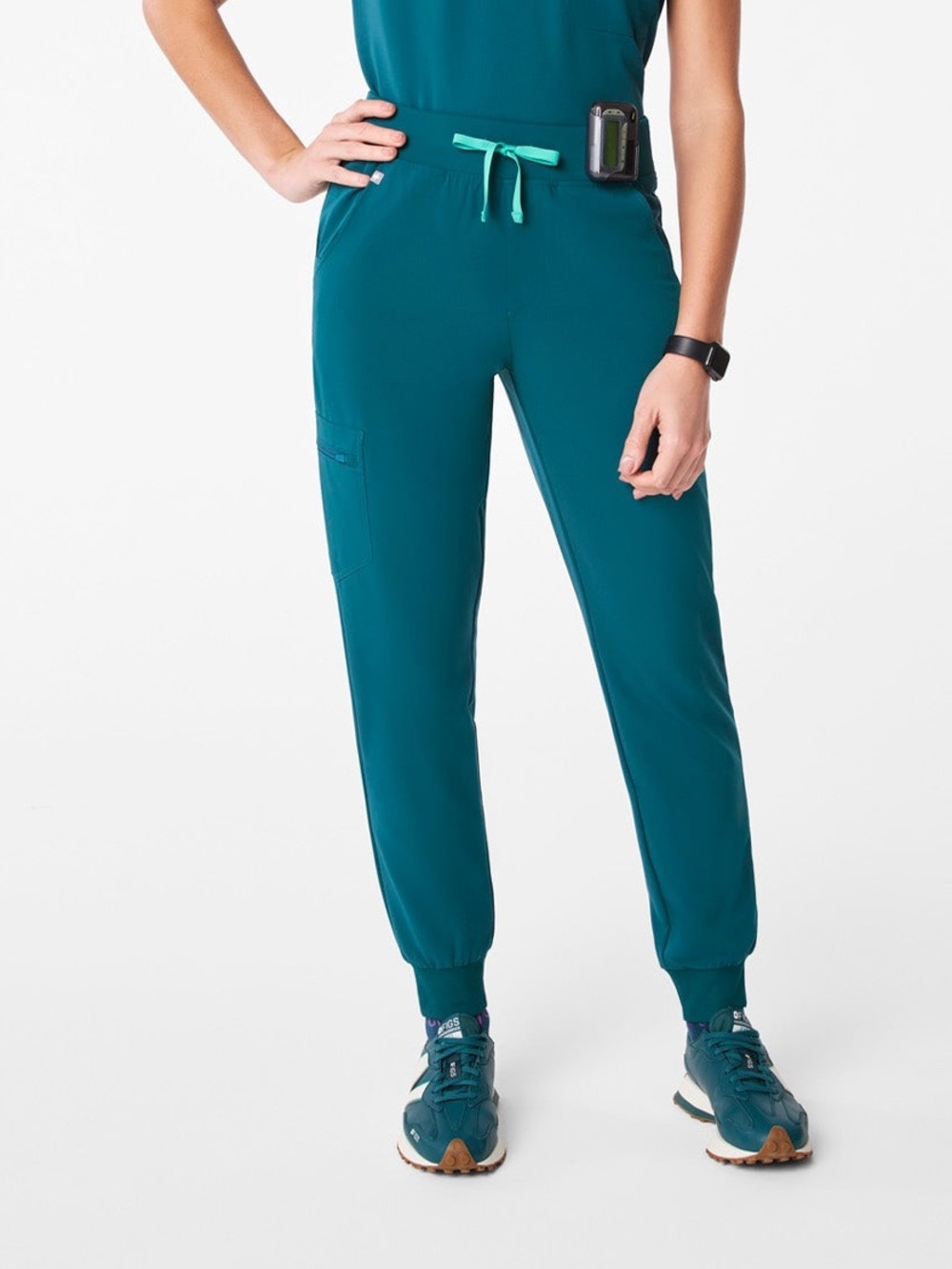 Figs Women's Zamora Jogger Scrub Pants with Drawstring - Caribbean Blue -Sz sm